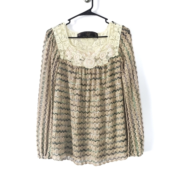 Free People Tops - New Romantics Free People Beaded Sheer Top XS